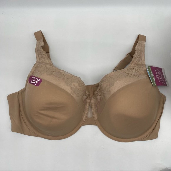 Olga Plus Size Cloud 9 Underwire Contour Bra with Lace Toasted Almond size 42C - Picture 6 of 6
